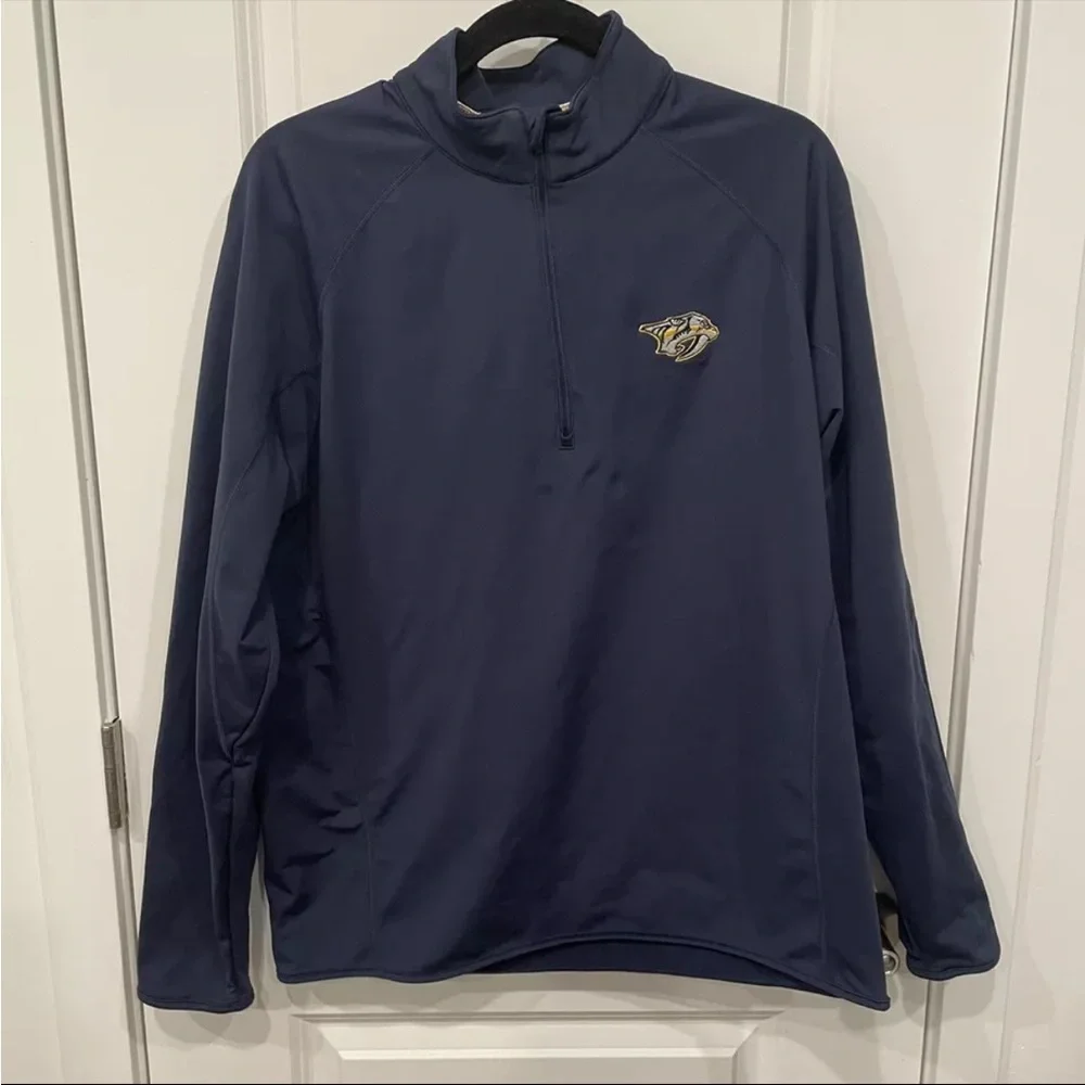 Nashville Predators Men’s LW Navy Blue 1/4-Zip Pullover Jacket Size L